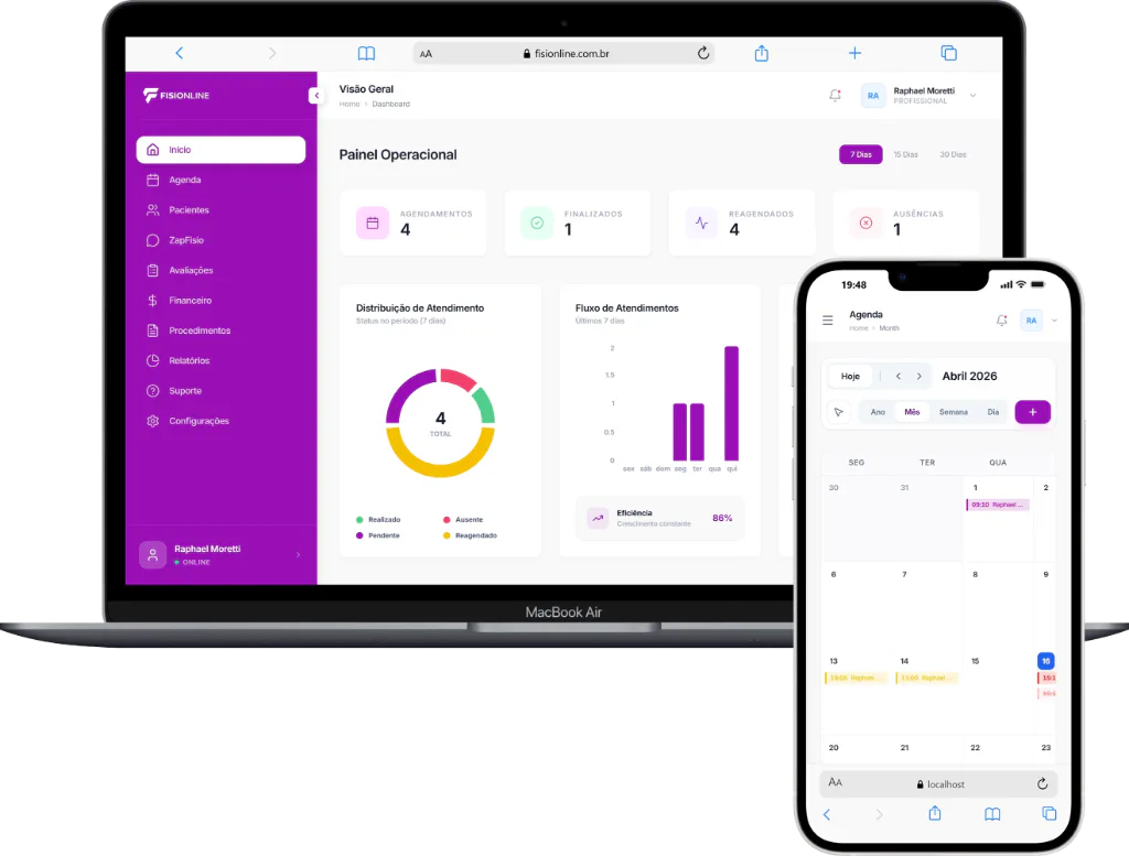 Fisionline em notebook e celular
